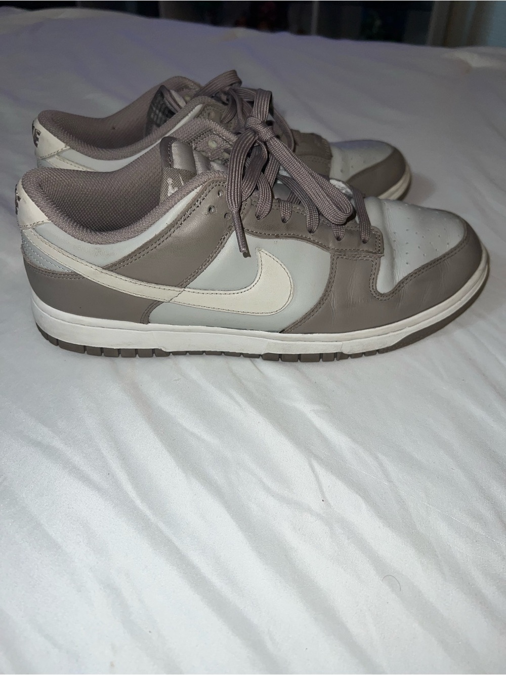 Nike Men’s Low-Top Sneakers in Taupe and White